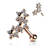 5 CZ Triple Star Top Lip Labret Monroe Ear Cartilage Tragus