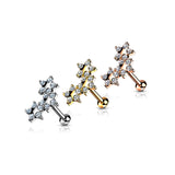 5 CZ Triple Star Top Lip Labret Monroe Ear Cartilage Tragus