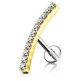 16mm Lined CZ Curve Top Ear Cartilage Helix Tragus Studs