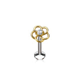 CZ Flower Internal Threaded Labret Monroe Cartilage Daith Tragus Studs