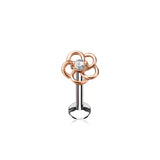 CZ Flower Internal Threaded Labret Monroe Cartilage Daith Tragus Studs