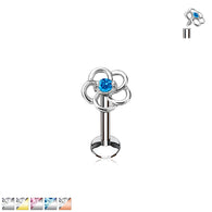 CZ Flower Internal Threaded Labret Monroe Cartilage Daith Tragus Studs