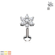 CZ Star Internal Threaded Labret Monroe Cartilage Daith Tragus Studs