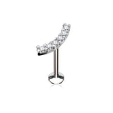CZ Curve Internal Threaded Labret Monroe Cartilage Daith Tragus Studs