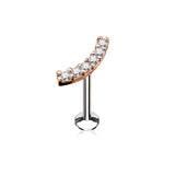 CZ Curve Internal Threaded Labret Monroe Cartilage Daith Tragus Studs