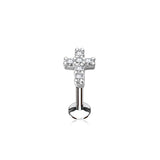CZ Cross Internal Threaded Labret Monroe Cartilage Daith Tragus Studs