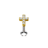 CZ Cross Internal Threaded Labret Monroe Cartilage Daith Tragus Studs