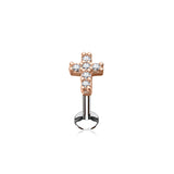 CZ Cross Internal Threaded Labret Monroe Cartilage Daith Tragus Studs
