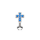 Opal Cross Internal Threaded Labret Monroe Helix Daith Tragus Studs