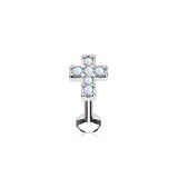 Opal Cross Internal Threaded Labret Monroe Helix Daith Tragus Studs