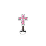 Opal Cross Internal Threaded Labret Monroe Helix Daith Tragus Studs