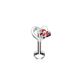 CZ Heart Internal Threaded Labret Monroe Helix Daith Tragus Studs