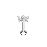CZ Crown Internal Threaded Labret Monroe Cartilage Daith Tragus Studs