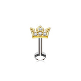CZ Crown Internal Threaded Labret Monroe Cartilage Daith Tragus Studs