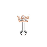 CZ Crown Internal Threaded Labret Monroe Cartilage Daith Tragus Studs