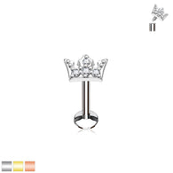 CZ Crown Internal Threaded Labret Monroe Cartilage Daith Tragus Studs