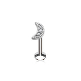 CZ Moon Internal Threaded Labret Monroe Cartilage Daith Tragus Studs