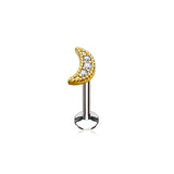 CZ Moon Internal Threaded Labret Monroe Cartilage Daith Tragus Studs