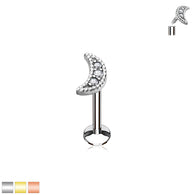 CZ Moon Internal Threaded Labret Monroe Cartilage Daith Tragus Studs