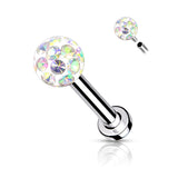 Epoxy Coverd Crystal Paved Ball Labret Tragus Snug Ear Cartilage Helix Studs