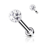 Epoxy Coverd Crystal Paved Ball Labret Tragus Snug Ear Cartilage Helix Studs