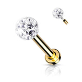 Epoxy Coverd Crystal Paved Ball Labret Tragus Snug Ear Cartilage Helix Studs