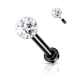 Epoxy Coverd Crystal Paved Ball Labret Tragus Snug Ear Cartilage Helix Studs