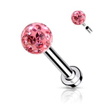 Epoxy Coverd Crystal Paved Ball Labret Tragus Snug Ear Cartilage Helix Studs