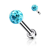Epoxy Coverd Crystal Paved Ball Labret Tragus Snug Ear Cartilage Helix Studs