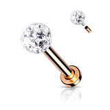 Epoxy Coverd Crystal Paved Ball Labret Tragus Snug Ear Cartilage Helix Studs