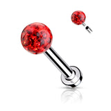 Epoxy Coverd Crystal Paved Ball Labret Tragus Snug Ear Cartilage Helix Studs