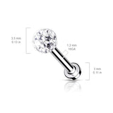 Epoxy Coverd Crystal Paved Ball Labret Tragus Snug Ear Cartilage Helix Studs