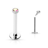 CZ Top Internal Threaded Labret Monroe Daith Tragus Helix Stud