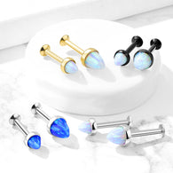 Spike Opal Top Lip Labret Stud For Chin Ear Cartilage Helix 16G