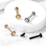 Steel Ball Around CZ Top Lip Labret Monroe Ear Cartilage Helix