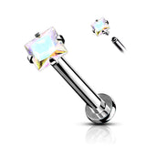 3 mm Square CZ Top Lip Labret Chin Ear Cartilage Tragus And Nose