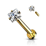 3 mm Square CZ Top Lip Labret Chin Ear Cartilage Tragus And Nose