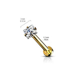3 mm Square CZ Top Lip Labret Chin Ear Cartilage Tragus And Nose