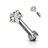 3 mm Star CZ Prong Set Top Lip Labret Chin Ear Cartilage Tragus And Nose