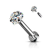 3 MM Heart CZ Prong Set Top Labret Tragus Snug Ear Cartilage Helix Studs