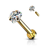 3 MM Heart CZ Prong Set Top Labret Tragus Snug Ear Cartilage Helix Studs