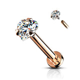3 MM Heart CZ Prong Set Top Labret Tragus Snug Ear Cartilage Helix Studs