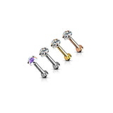 3 mm Heart CZ Prong Set Top Lip Labret Chin Ear Cartilage Tragus And Nose