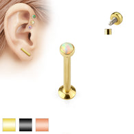 Opal IP Internal Threaded Labret Monroe Daith Tragus Helix Stud