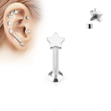 Star Top Internal Threaded Labret Monroe Daith Tragus Helix Stud