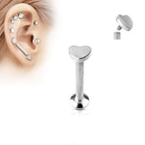 Heart Top Internal Threaded Labret Monroe Daith Tragus Helix Stud