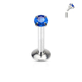Prong Set Round 3 mm CZ Labret Cartilage Helix Conch Piercing 16G