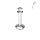 Prong Set Round 2 mm CZ Surgical Steel Lip Labret Cartilage Helix Conch Piercing 16G