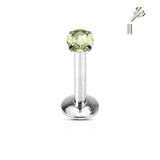 Prong Set Round 3 mm CZ Labret Cartilage Helix Conch Piercing 16G