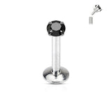 Prong Set Round 3 mm CZ Labret Cartilage Helix Conch Piercing 16G